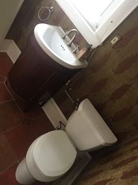 Kohler toilet $50, Sink basin w/faucet $250 includes towel ring.