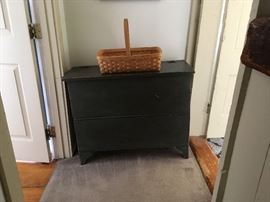 Blanket cupboard. We also have an assortment of great baskets. This is just one example sitting on top of the blanket cupboard.