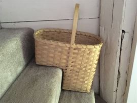 Vermont-made stair basket, perfect for holding cleaning supplies, magazines, and many other items.