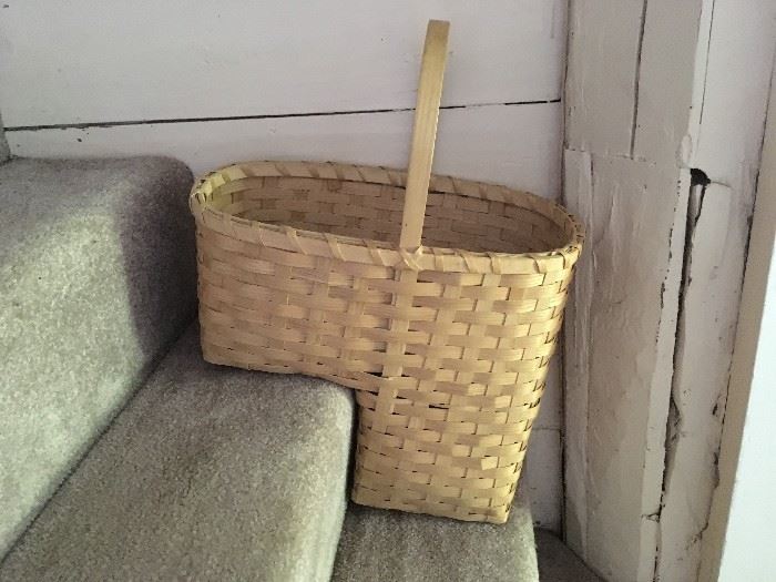 Vermont-made stair basket, perfect for holding cleaning supplies, magazines, and many other items.  