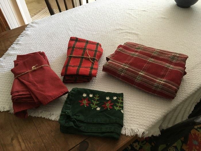 Assorted Christmas linens will be for sale. 