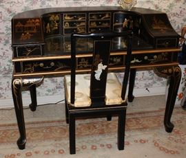 Black Lacquer desk and chair