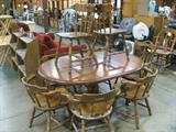 Pine Dining Table & Barrel Chairs