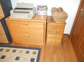 two wooden , file cabinets