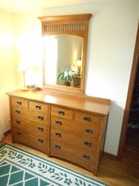 Mission Style  Dresser with mirror , same matching detail and hardware with other pieces in the set.