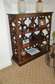 Beautiful brown quartrefoil bookcase purchased from Gorman's for $1,900; like NEW looks fantastic; high quality caseload; 46" x 17" x 48"; take it home for $1,200