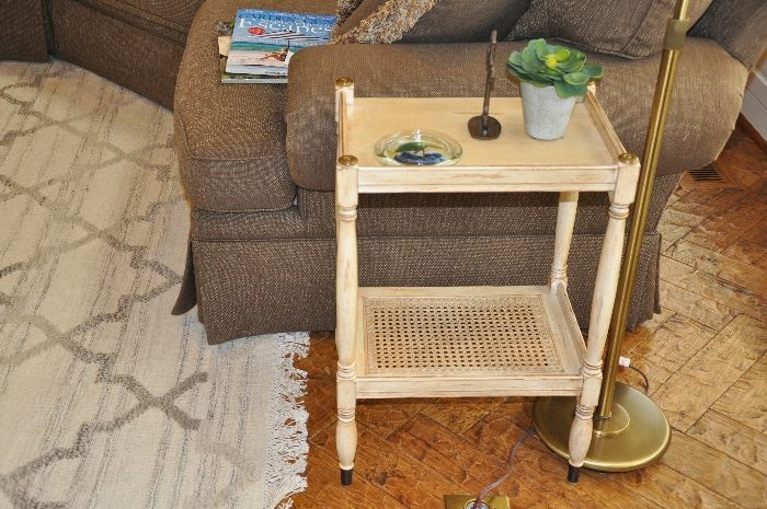 Somerset Bay butter-colored end table; 17 x 12.5 x 26; originally purchased from Gorman's for $630; take it home for $400!