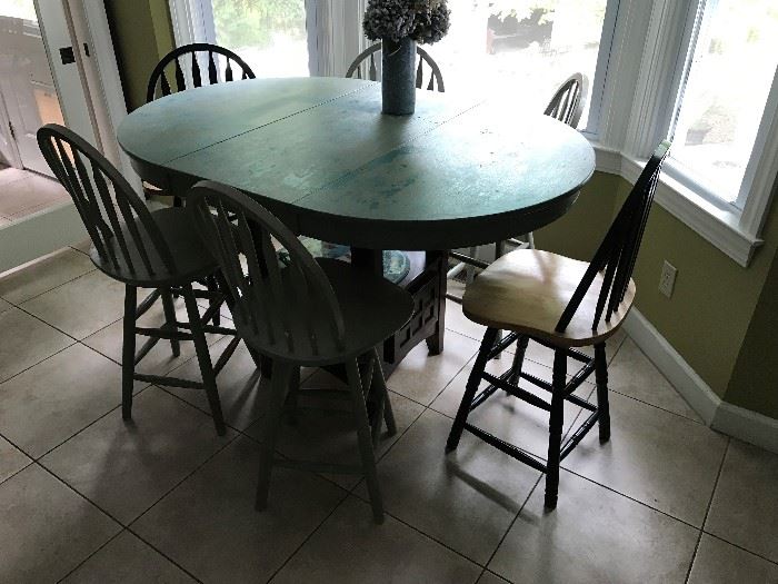 Shabby Chic Table $ 180.00 - Chairs $ 50.00 each (6) total.  $ 380.00 for entire set.