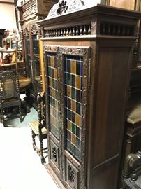 Leaded stained glass bookcase