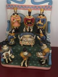 Portugese creche complete with chickens watching over the Baby Jesus.