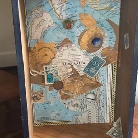 Interesting collage art box by local artist, Michael Giaquinto,