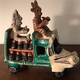 Day of the Dead fired clay, painted delivery truck!