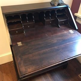 Interior of the antique desk.