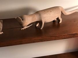 Here's the cat, complete with a captured mouse. It's really a neat appetizer holder...lots of holes for toothpicks!
