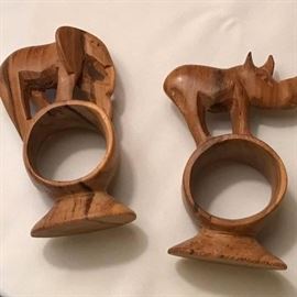 Carved wooden napkin rings.