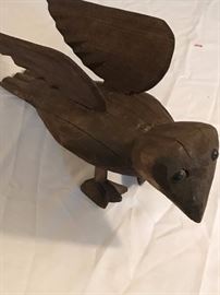 Great vintage? antique? carved wooden crow.