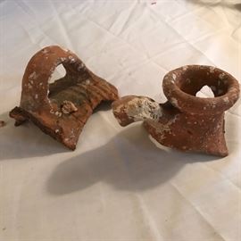 Ancient Greek amphora handles from the Aegean Sea.