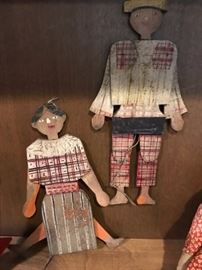 Antique painted wooden pull toys.