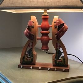 Shoe lamp. A whimsical construction by a local artist.