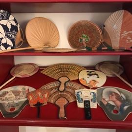 Part of a large collection of antique and vintage fans.