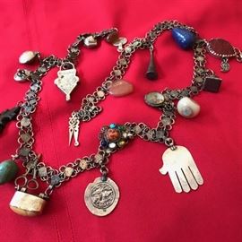 Phenomenal chatelaine chain with lots of antique and vintage items. Some sterling, some not.