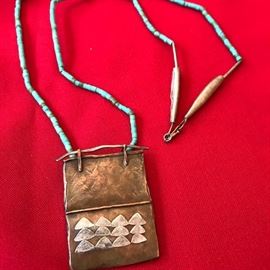 Navajo original desing with sterling, turquoise and copper.