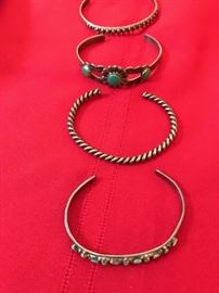 Navajo sterling and turquoise bracelets.