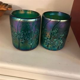 Pair of art glass tumblers.