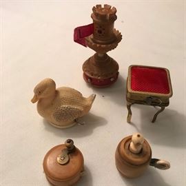 Antique and vintage small tape measures.
