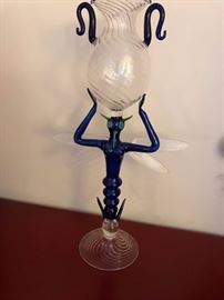 Wonderful large hand blown dragonfly goblet.