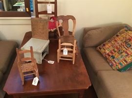 Antique children’s chairs.