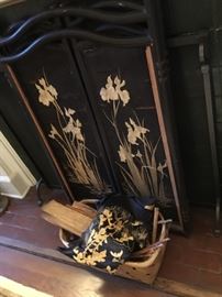 Silk and embroidery fireplace screen. Very delicate.