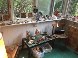 Sun roof filled with treasure including an antique collection of petrified wood.
