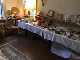 Lots of gifts and linens in the upstairs bedroom.