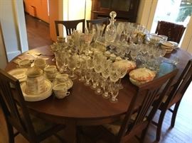 Dining room with fabulous crystal and china.