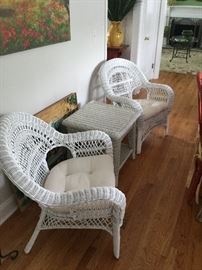 2 wicker chairs with table 150