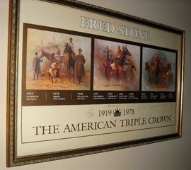Many original autographs on this Fred Stone American Triple Crown framed print.