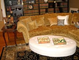 Vintage, comfy sectional sofa.  Oversized oval ottoman.