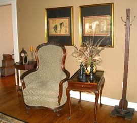 Old victorian chair came from the family of long time Hot Springs physician Dr. Queen.
