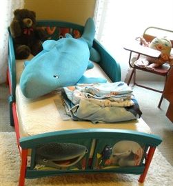 Child's junior bed, mattress and bedding