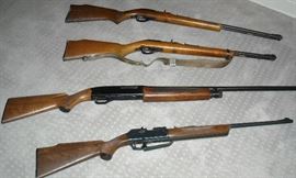 Two Marlin 22 long rifles, one winchester shotgun, one pellet/BB gun