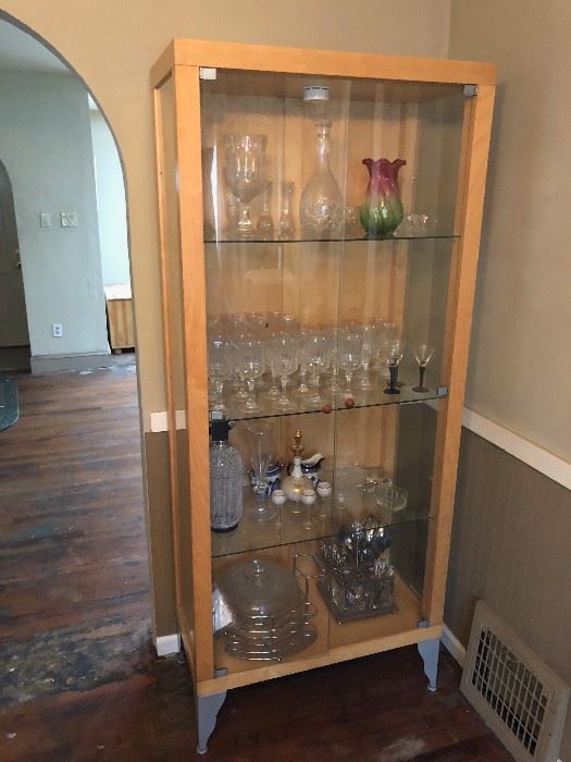 glassware and cabinet