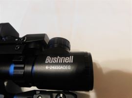 AR-15 5.56 Rugar 223 Cal. Quad Rail, Armed Forces Green laser, Tripod w/adj. legs, 6-24x50 AOEG Bushnell Scope, Waterproof, fog, Shockproof, Red and green illuminated graphic sight. Red /Green dot scope mounted on Bushnell scope, Bungee Sling.  NEVER FIRED All NEW With Box. 