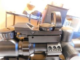 AR-15 5.56 Rugar 223 Cal. Quad Rail, Armed Forces Green laser, Tripod w/adj. legs, 6-24x50 AOEG Bushnell Scope, Waterproof, fog, Shockproof, Red and green illuminated graphic sight. Red /Green dot scope mounted on Bushnell scope, Bungee Sling.  NEVER FIRED All NEW With Box. 