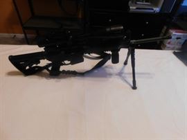AR-15 5.56 Rugar 223 Cal. Quad Rail, Armed Forces Green laser, Tripod w/adj. legs, 6-24x50 AOEG Bushnell Scope, Waterproof, fog, Shockproof, Red and green illuminated graphic sight. Red /Green dot scope mounted on Bushnell scope, Bungee Sling.  NEVER FIRED All NEW With Box. 