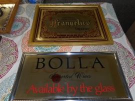 Frangelico  and BOLLA wine and liqueur  advertisements mirrors
