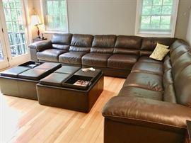Raymour & Flanigan Cindy Crawford “Maglie” Brown leather sectional