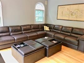 Raymour & Flanigan Cindy Crawford “Maglie” Brown leather sectional