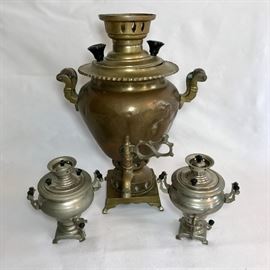  Samovar tea urns, see pics for condition and flaws             http://www.ctonlineauctions.com/detail.asp?id=719923