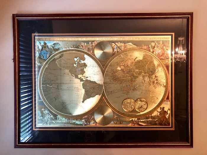 Framed & Foiled Blaeu Map of the World